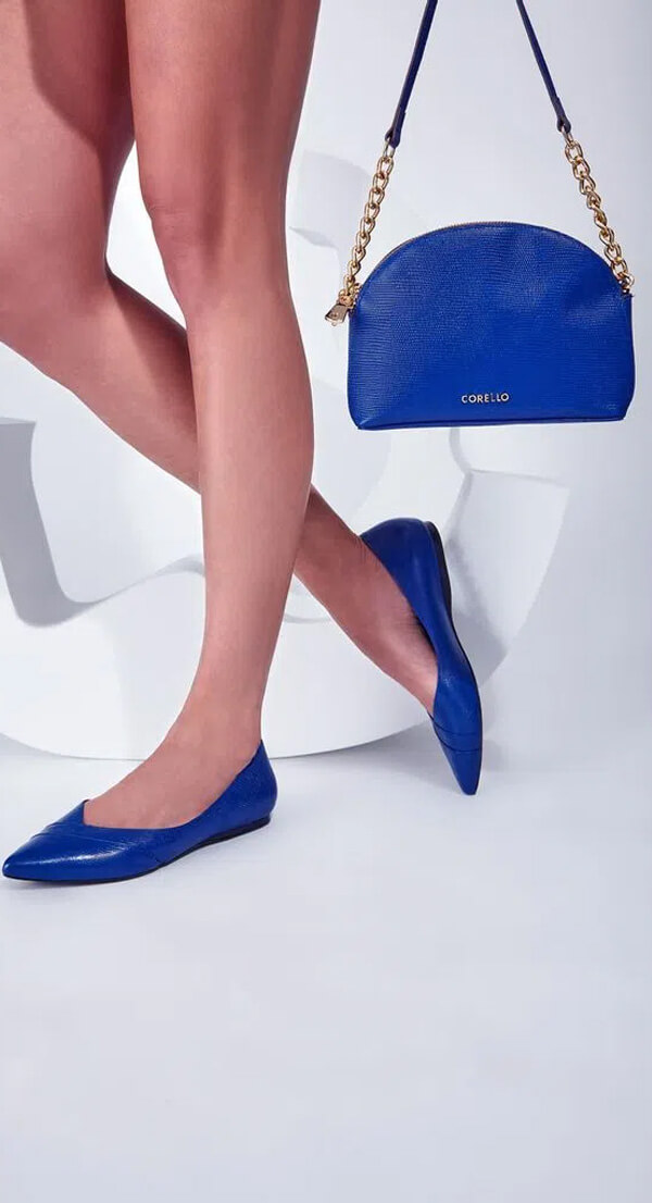 Imagem de sapato azul de couro lezard
